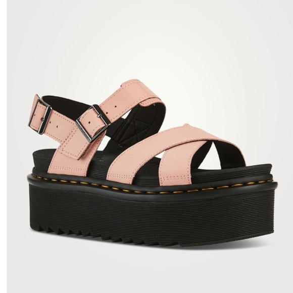 DR. MARTENS Voss II Quad Leather Platform Sandals Beige Pink - Picture 3 of 12